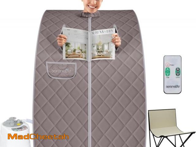 Lot 74-12138003 - SereneLife Portable Sauna for Home, Steam Sauna Tent with 2L Steamer, Folding Sauna Chair, Compact P...