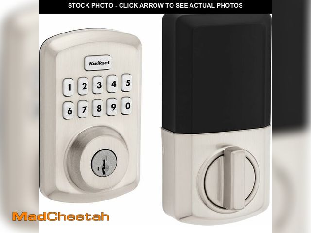 Lot 74-14591248 - Kwikset Powerbolt 250 10-Button Keypad Satin Nickel Transitional Electronic Deadbolt Door Lock, Feat...