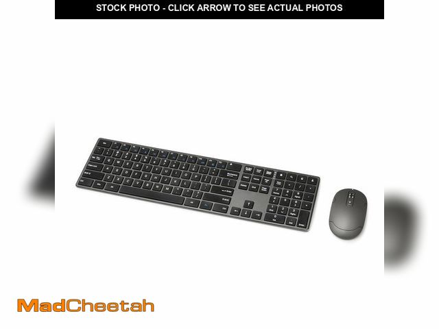 Lot 74-13566670 - Basics Ultra Premium Wireless Keyboard and Mouse Combo, Rechargeable, Full-Size with Number Pad, Sle...