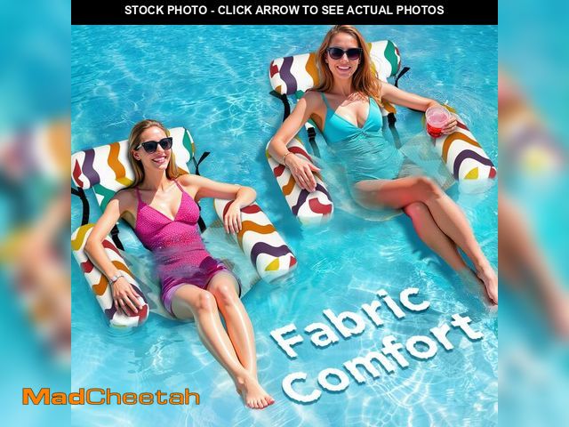 Lot 74-14267366 - Funscape Pool Floats Chairs Adult, 2 Packs Heavy Duty Inflatable Swimming Pool Lounges, Fabric Float...
