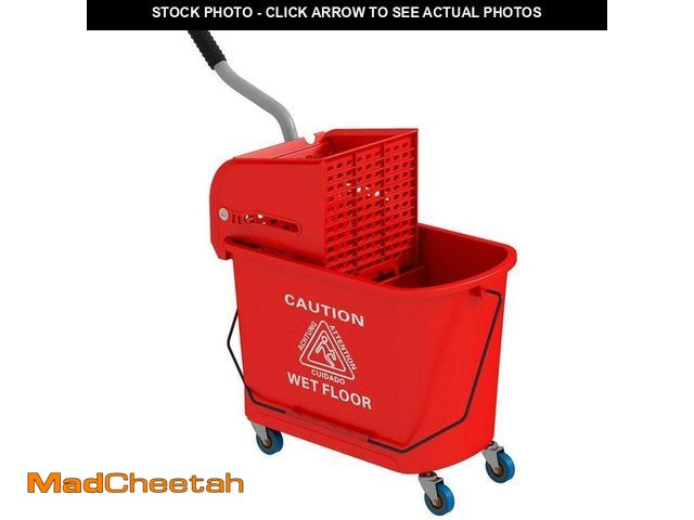 Lot 74-14033666 - Huluwat 5 Gal. Mop Bucket with Wringer and Wheels, Separate Dirty and Clean Water, Red - UNUSED