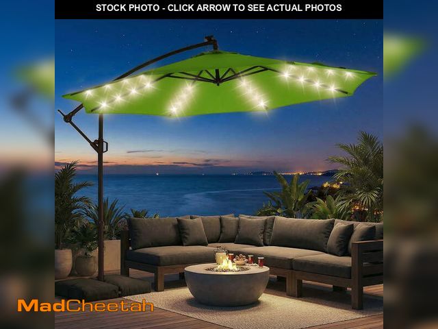 Lot 74-13776084 - Patbrela 10ft Offset Patio Umbrellas (Includes Base) Outdoor Cantilever Hanging Umbrella with Infini...