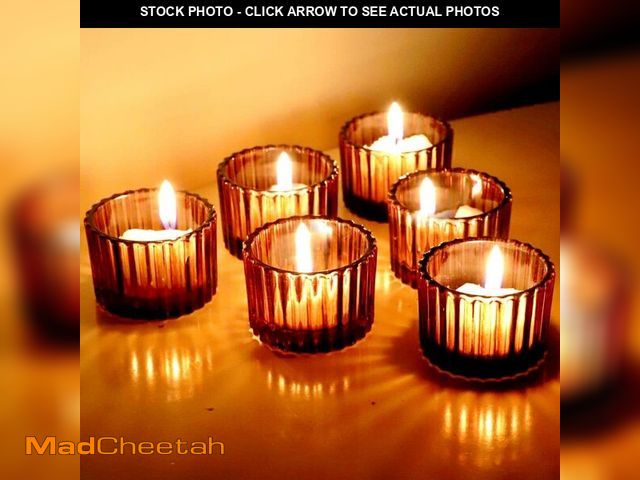 Lot 74-14433486 - VOHO Amber Tealight Candle Holder Set of 12, Glass Votive Candle Holders - USED