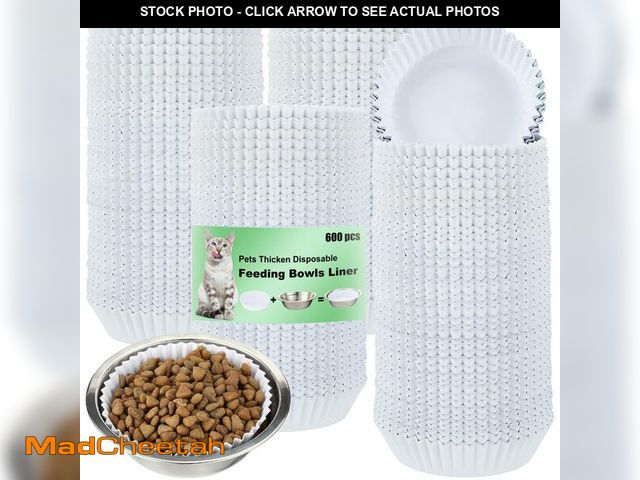 Lot 74-14269942 - meekoo 600 Pcs Large Pet Disposable Feeding Bowls Liner Bulk Cat Food Bowls Small Paper Dish Paper L...