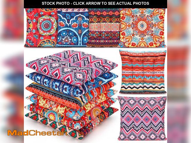 Lot 74-12419213 - Menkxi 6 Pcs Bohemian Floor Pillows Seating 15 Inch Boho Floor Cushions Sitting Pillows Square Yoga ...