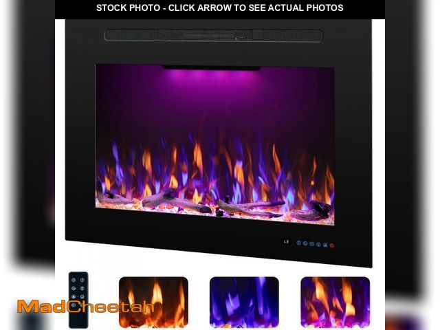 Lot 74-12493574 - Rodalflame Electric Fireplace Inserts with 3 Flame &amp; Top Light, Recessed Fireplace Heater, Therm...