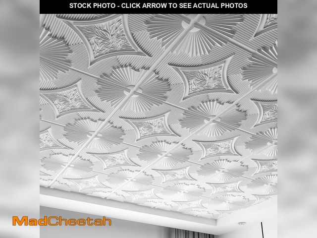 Lot 74-13709171 - Art3d Drop Ceiling Tiles 24x24 in White (12-Pack, 48 Sq.ft), 3D Wainscoting Panels Glue Up 2x2 - UNU...