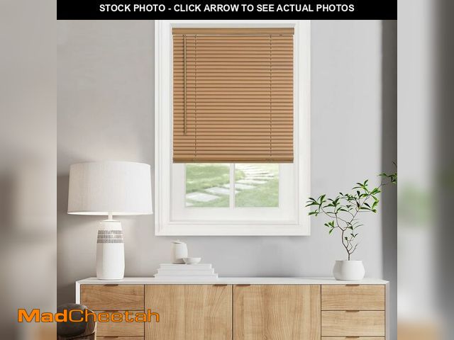 Lot 74-12695471 - Cordless Light Filtering Mini Blind - 31 Inch Width, 64 Inch Length, 1" Slat Size - Woodtone - Cordl...