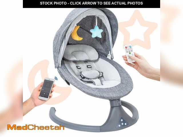 Lot 74-12849804 - Aprpink 5 in 1 Large Baby Swing Bouncer with Rocking, Mosquito Net&amp;Cute Toys Gray Striped for To...