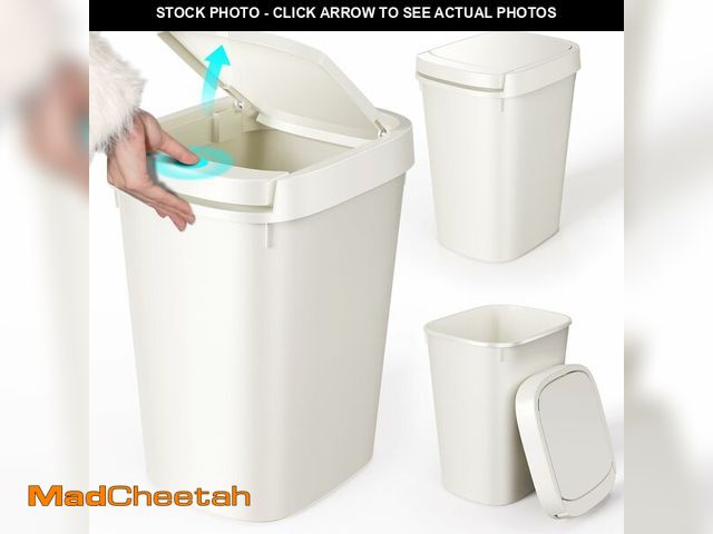 Lot 74-13541357 - CEROELDA 3 Pack Bathroom Trash Can with Lid, 10L/2.6 Gal Small Garbage Can with Press Top Lid, Slim ...