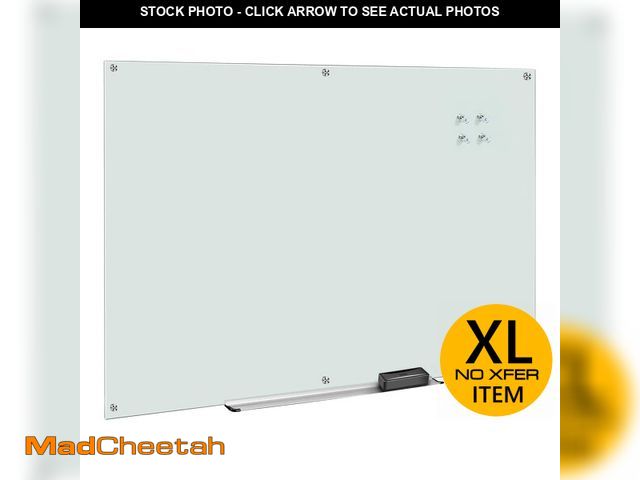 Lot 74-12690071 - Basics Glass Dry-Erase Board, Magnetic Frameless Whiteboard, 72W" x 48H", Magnetic White - USED