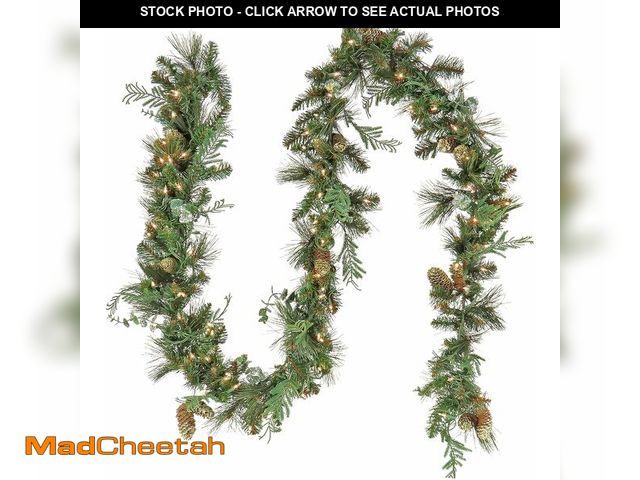 Lot 74-13041580 - National Tree Company 9 ft Pre-Lit Artificial North Conway Christmas Garland, Christmas Decoration w...