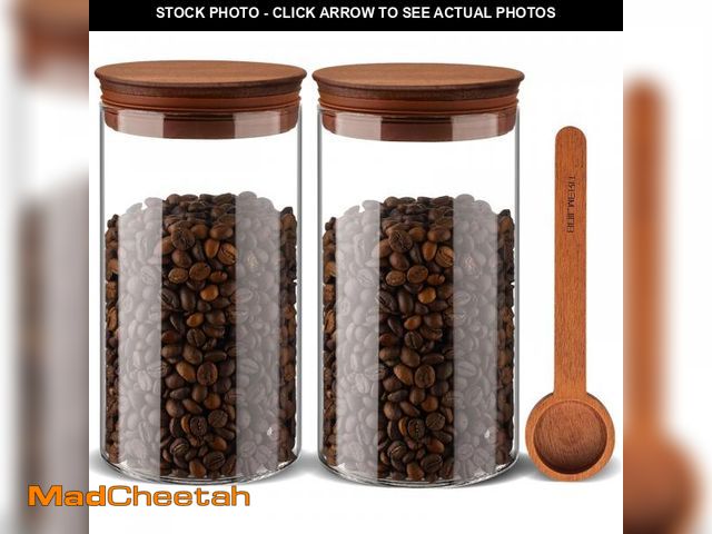 Lot 74-12112290 - BOILMERIT 37 oz Coffee Canister with Scoop and Wooden Lids, Airtight Storage Container Sets of 2 for...