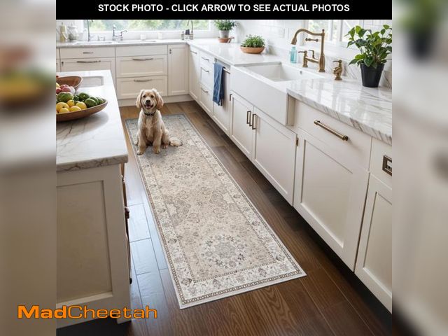 Lot 74-12047105 - 2x6 Hallway Washable Runner Rug : Vintage Soft Kitchen Laundry Runner with Non Slip Backing Farmhous...