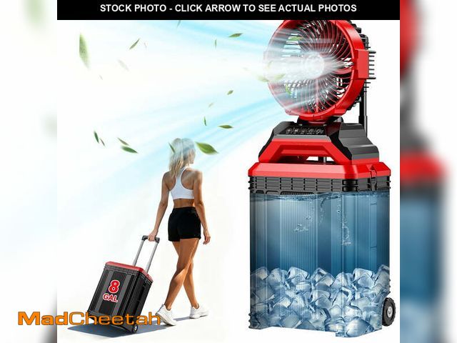 Lot 74-14287753 - 30L Portable Misting Fan with Wheels, 30000mAh Rechargeable Battery Operated Fan, 11" Large Outdoor ...