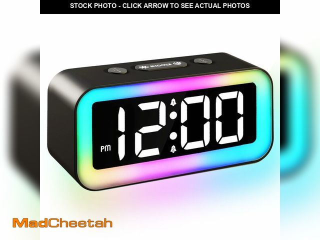Lot 74-13078822 - Colorful Nightlight LED Digital Alarm Clock with Super Loud Dual alarm, Weekday mode, Snooze, Dimmer...