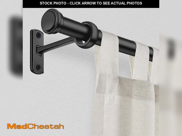 Lot 74-13777903 - 1" Rust-Resistant Curtain Rod,Black Curtain Rods for Windows 72" to 144", End Indoor/Outdoor Single ...