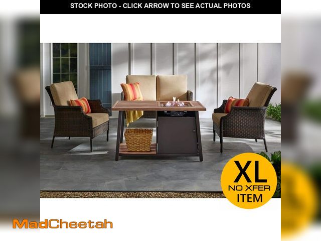 Lot 74-13053139 - Hampton Bay Fordham 46 in. W 45000 Btu Brown Steel Propane Outdoor Fire Pit Table with Lava Rocks - ...