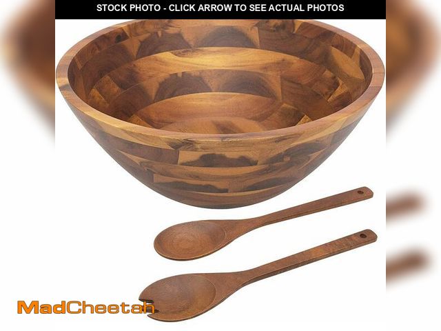 Lot 74-12708925 - AIDEA Salad Bowls, Wooden Salad Bowls Set, Large Acacia Wood Serving Bowl for Fruits, Salad, 12.5" B...