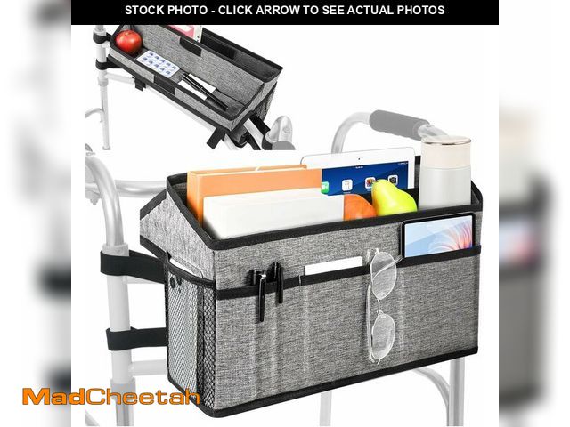 Lot 74-10825943 - Rhino Valley Walker Basket for Folding Walker, Multi-Pocket Walker Tray with Cup Holder, Foldable Wa...