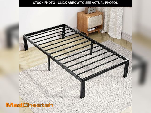 Lot 74-12664260 - DUMOS Twin Size Bed Frame - Metal Platform Bed Frame Mattress Foundation with Steel Slat Support, No...