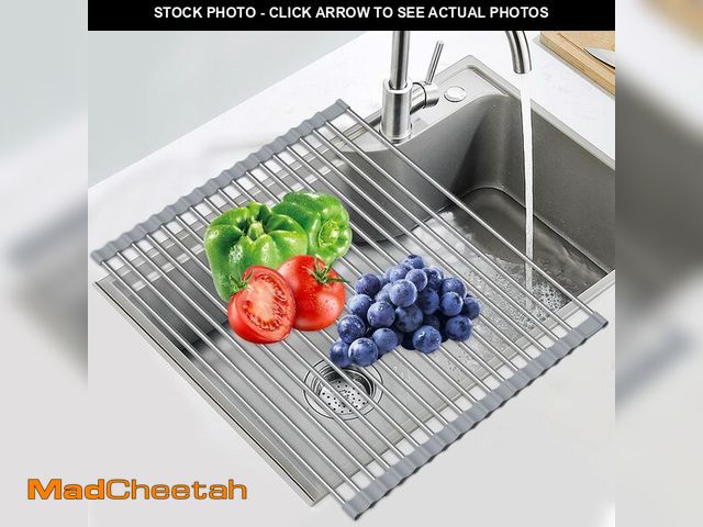 Lot 74-12717098 - Sindax 23.7" Extra Large Dish Drying Rack, Expandable Roll Up Over The Sink Dish Drying Rack, SUS304...