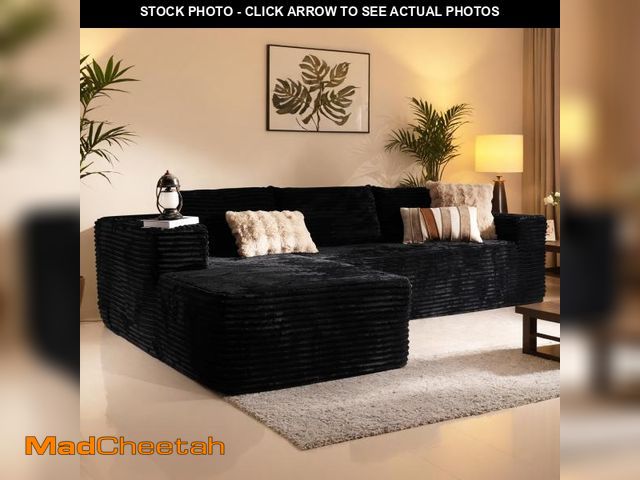 Lot 74-12490309 - 106" Cloud Sectional Couch with Chaise Lounge,L Shaped Modular Modern Sofa,Comfy Corduroy Fluffy Sof...