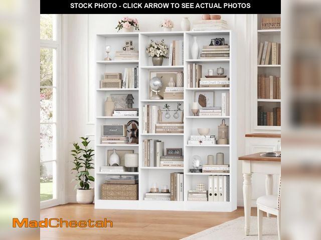 Lot 74-12403125 - Homfa Triple Row 6-tier Bookshelf, 74 in Tall Bookshelf with 17 Open Display Shelves, Large Bookcase...