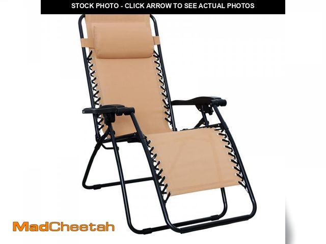 Lot 74-12190022 - Basics Outdoor Patio Zero Gravity Lounge Chair with Pillow, Folding Reclining and Textilene Adjustab...