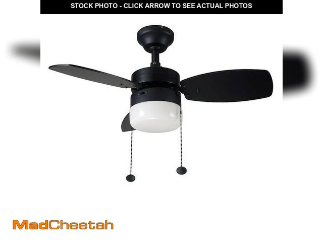 Lot 74-12869659 - Hampton Bay Triplicity 30 in. Indoor LED Matte Black Ceiling Fan with Light - UNUSED