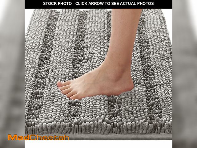 Lot 74-13950305 - H.VERSAILTEX Bathroom Rugs Bath Rugs for Bathroom Non Slip Bath Mats Extra Thick Chenille Striped Ru...