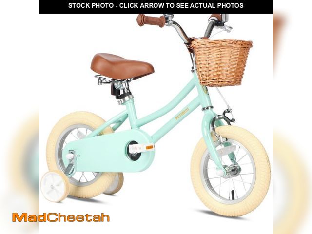 Lot 74-12188374 - Petimini 14 Inch Little Kids Bike for Age 3 4 5 Years Old Girls Retro Vintage Style Bicycles with Ba...