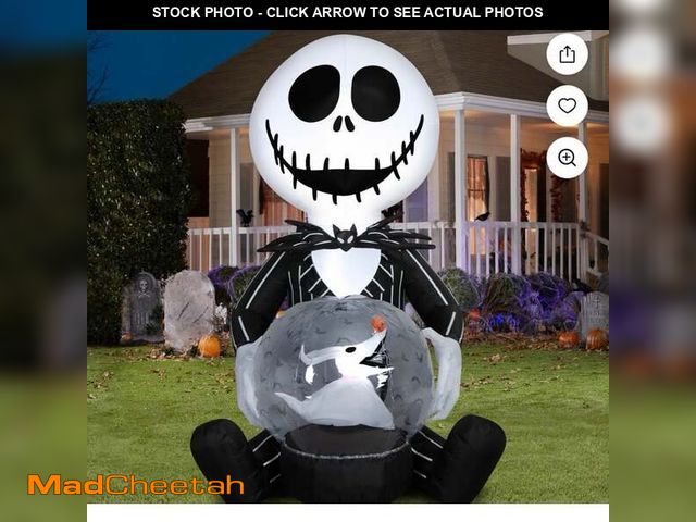 Lot 74-12857774 - Disney Halloween Airblown Yard Inflatables Jack Skellington &amp; Globe, 43.7 x 48.42 x 72.04 in - U...