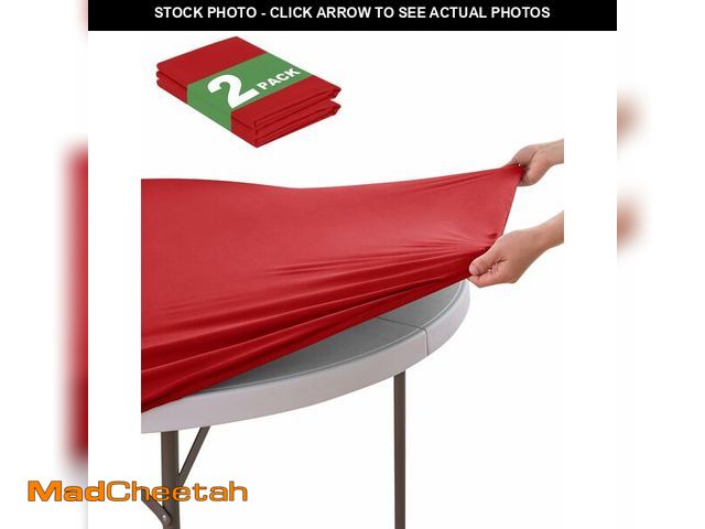 Lot 74-14269029 - KeyWave Round Fitted Table Covers - 56-60 Inch Spandex Water-Resistant Tablecloth with Elastic, 2 Pa...