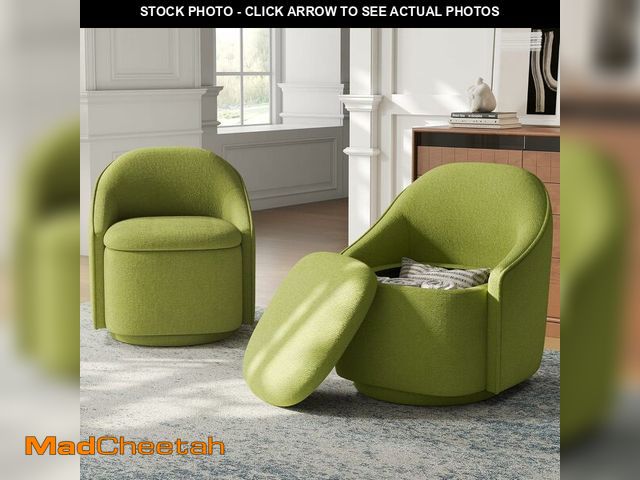 Lot 74-13120513 - LINSY Swivel Accent Chair with Storage Comfy Chenille Barrel Chairs, Small 360 Swivel Modern Armchai...