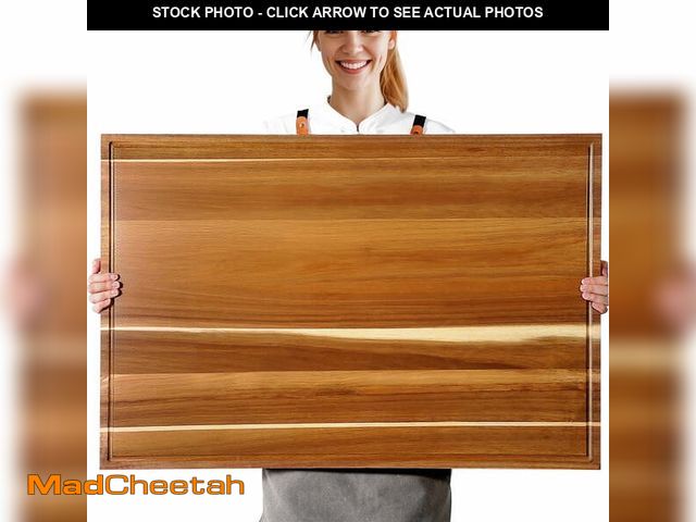 Lot 74-12678655 - Sentsu 36x24 Extra Large Acacia Wood Cutting Boards with Juice Groove and Handles, 5XL Stove Top Cov...