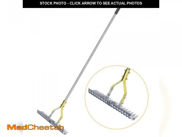 Lot 74-11546883 - BARAYSTUS Thatch Rake, 15-Inch Wide Lawn Thatching Rake for Cleaning Dead Grass, Efficient Steel Met...