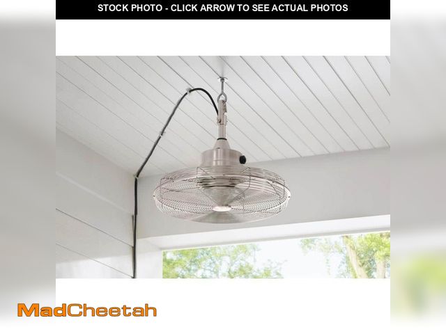 Lot 74-14342865 - Home Decorators Collection Calthorpe 20 in. Indoor/Outdoor Wet Rated Portable Brushed Nickel Ceiling...