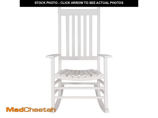 Lot 74-14326043 - Shine Company Vermont Porch Rocker White Wood Outdoor Rocking Chair - UNUSED