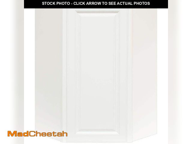 Lot 74-13098163 - Hampton Bay Hampton 24 in. W x 12 in. D x 36 in. H Assembled Diagonal Corner Wall Cabinet in Satin W...