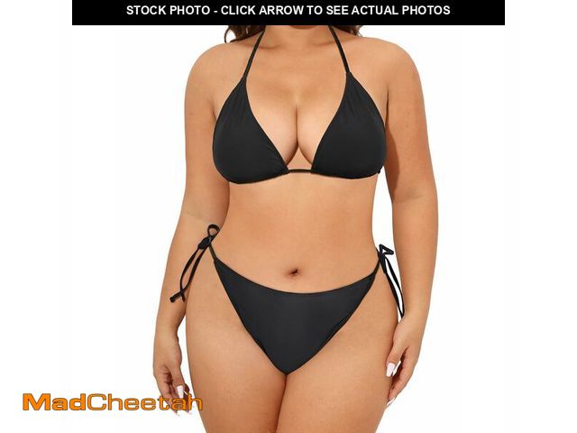 Lot 74-13954986 - Tempt Me Women Plus Size Sexy Bikini Set String Two Piece Bathing Suit Halter Tie Side Swimsuit Purp...
