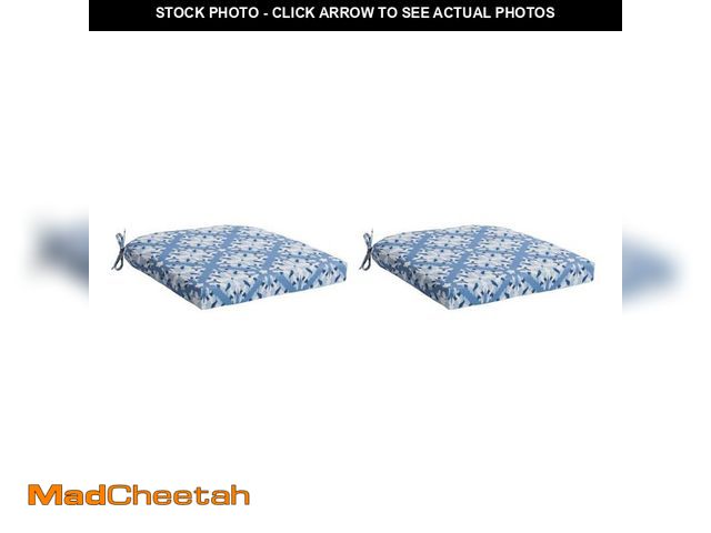 Lot 74-14590641 - Hampton Bay 20 in. W x 20 in. D Square Outdoor Patio Seat Pad Cushion in Lake Geo (Set of 2) HS1CE06...