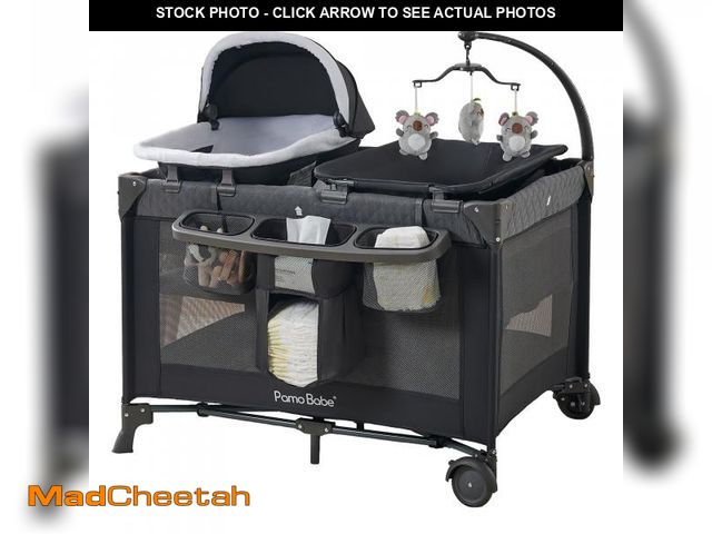 Lot 74-12479911 - Pamo Babe Unisex Nursery Center Playard With Bassinet &amp; Changing Table For Newborn Grey - UNUSED