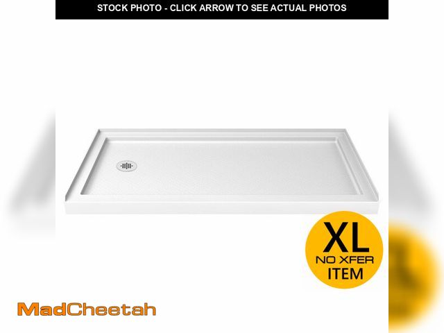 Lot 74-12066159 - DreamLine SlimLine 36 in. D x 60 in. W x 2 3/4 in. H Left Drain Single Threshold Shower Base in Whit...