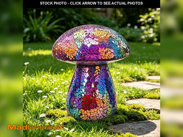 Lot 74-14145596 - Bshine Mushroom Garden Statue Decoration, Colorful Mosaic Mushroom Sculptures Home Decor, Outdoor Wa...