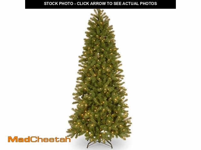 Lot 74-13046624 - National Tree Company 7 ft Pre-Lit Downswept Douglas Fir Slim Artificial Christmas Tree, 300 LED Lig...