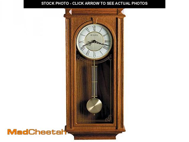 Lot 74-11225836 - Bulova C4419 Manorcourt Chiming Clock, Golden Oak Finish, Brown - UNUSED