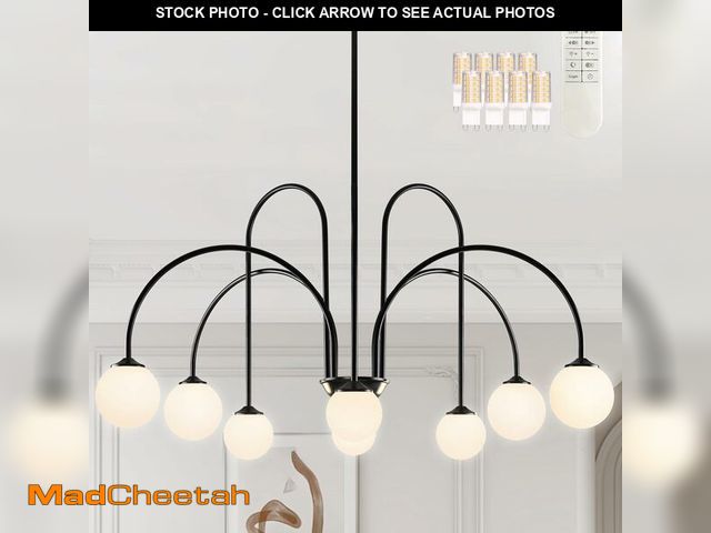 Lot 74-13039720 - Bagood 8-Light Black Sputnik Chandelier Mid Century Modern Light Fixture 38.5" Globe Chandelier Mode...