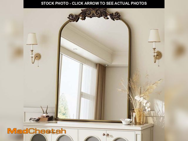 Lot 74-12679052 - BEAUTYPEAK 32"x 22" Vanity Wall Mirror Decorative Vintage Arch Bathroom Mirror,Bronze - UNUSED