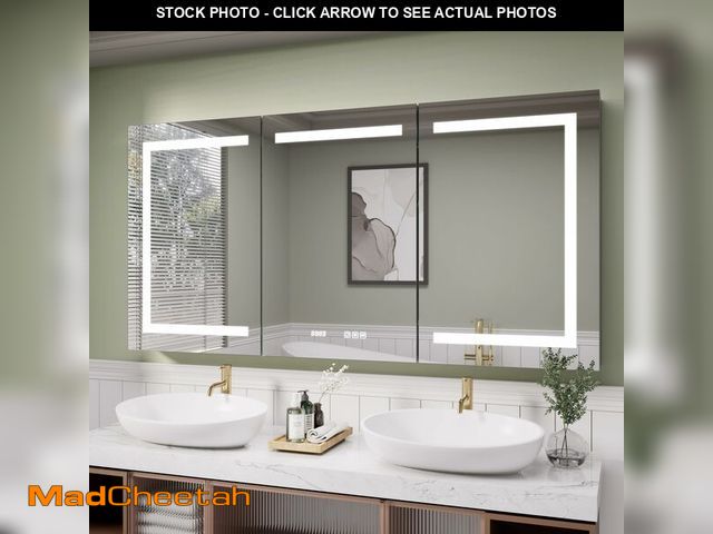 Lot 74-13637043 - SGTLCNG LED Medicine Cabinet Mirror, 48x30 Inch Bathroom Storage, Recessed/Wall Mount, Plug-in/Hardw...